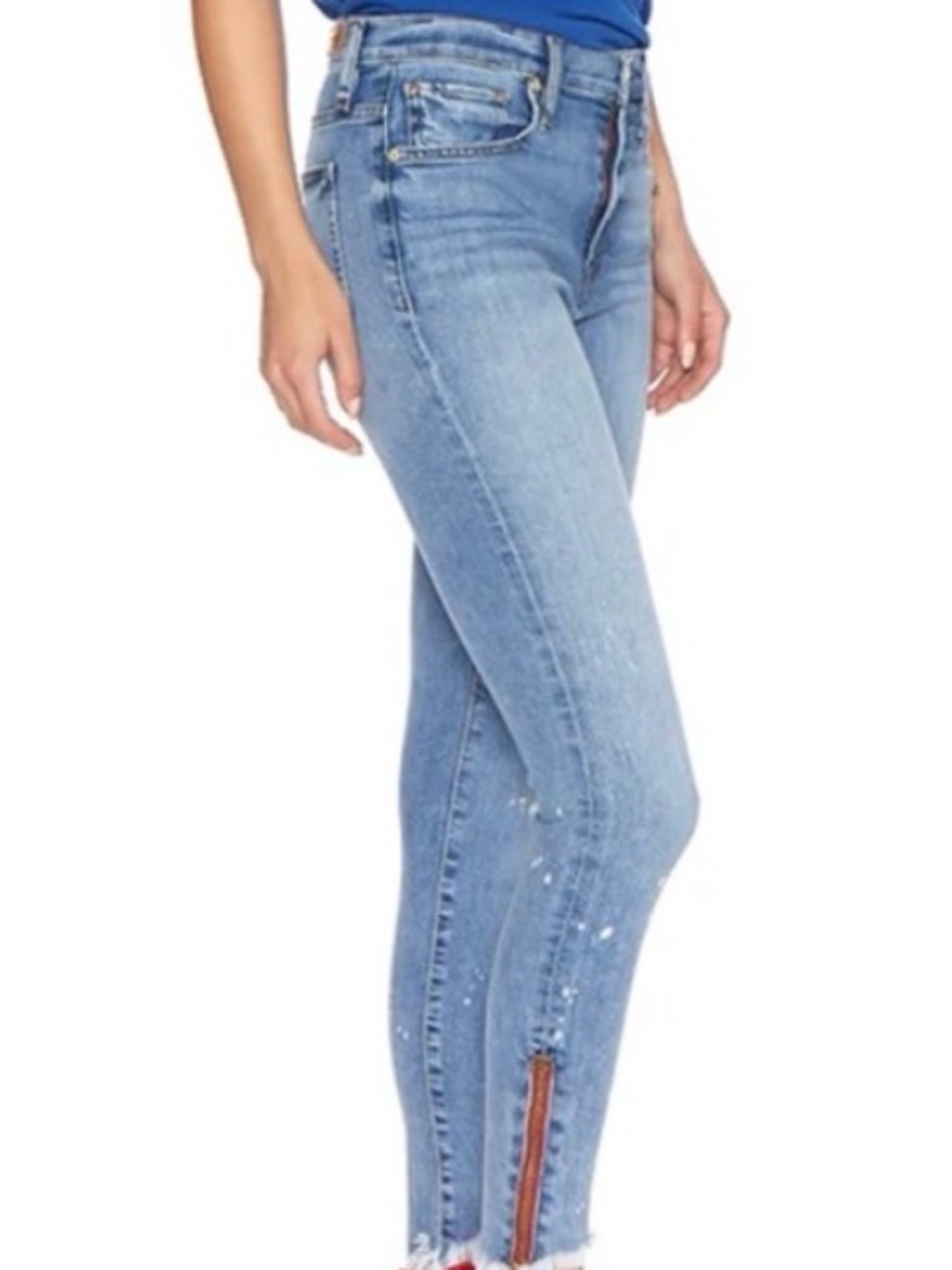 ETIENNE MARCEL •LOS ANGELES➕Red Zipper Indigo Splatter Skinny Jeans